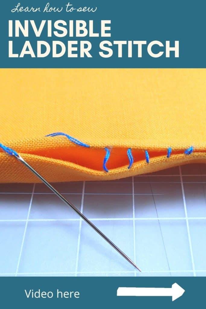 How to sew the invisible ladder stitch. Video sewing tutorial and lots of tips for how to sew the invisible ladder stitch by hand. This easy to sew stitch for beginners allows you to sew from the right side of the fabric and still get a near invisible finish so that your stitches do not show. An easy handsewing stitch for beginners, learn how to sew video tutorial included.