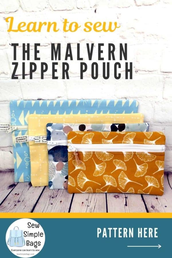 Malvern Zipper Pouch sewing pattern, classic zipper bag to sew in 4 ...