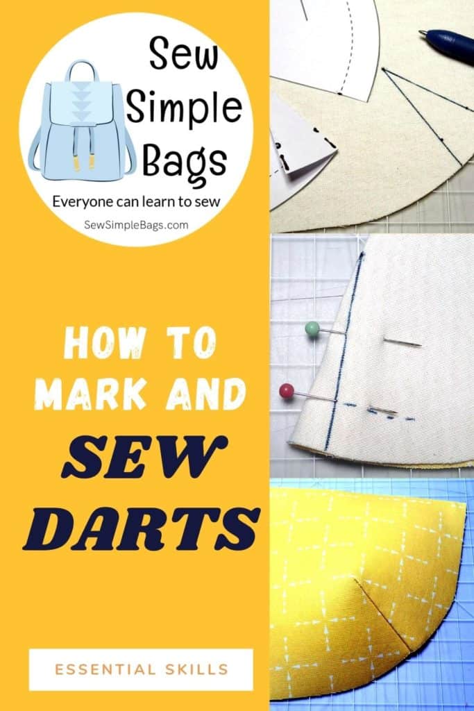 How to sew darts. A full photo step by step tutorial with close up images of how to sew darts. How to transfer dart markings to your fabric, how ti pin a dart, how to sew the dart, how to start and stop sewing at the ends of your dart, how to press a dart. Lots of tips and tricks for how to sew darts for sewing clothing and bags. Easy bag sewing tips for beginners.