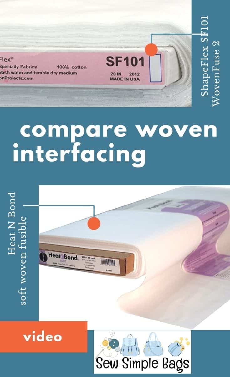 3 different brands of woven fusible interfacing to be compared and described by video comparison.