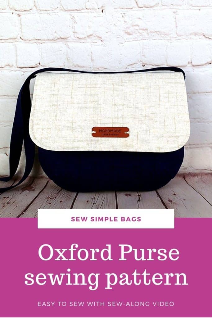 The Oxford Purse sewing pattern is an easy to sew DIY shoulder bag for beginners. This lightweight everyday bag can be worn on the shoulder, at the waist or hip, or as a crossbody bag. The easy bag sewing pattern for beginners come with step by step photo instructions and a full sewalong video tutorial that beginners will love. This purse has darts and closes with a magnetic snap. Pocket on the inside.