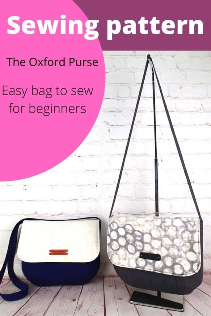 The Oxford Purse sewing pattern is an easy to sew DIY shoulder bag for beginners. This lightweight everyday bag can be worn on the shoulder, at the waist or hip, or as a crossbody bag. The easy bag sewing pattern for beginners come with step by step photo instructions and a full sewalong video tutorial that beginners will love. This purse has darts and closes with a magnetic snap. Pocket on the inside.