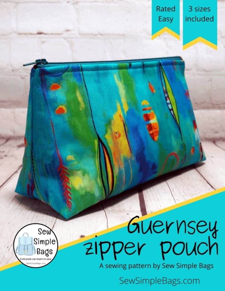 Guernsey Zipper Pouch sewing pattern in 3 sizes, easy cosmetics bag ...