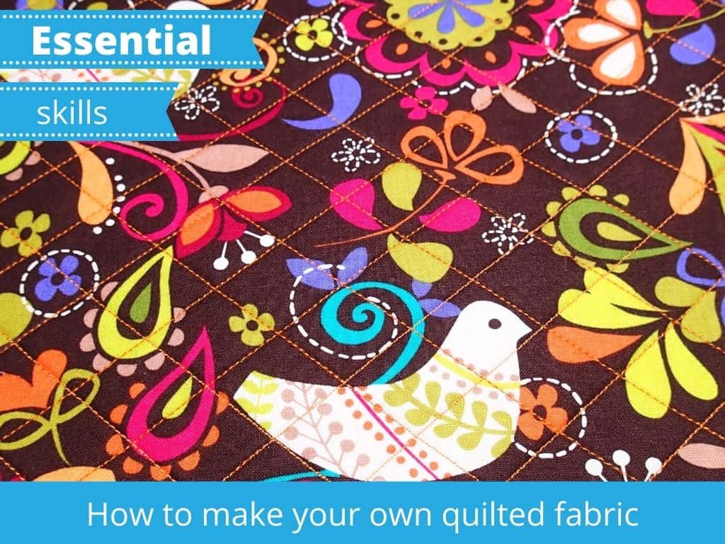Close up image of quilted fabric from video sewing tutorial on how to sew your own custom quilted fabric at home