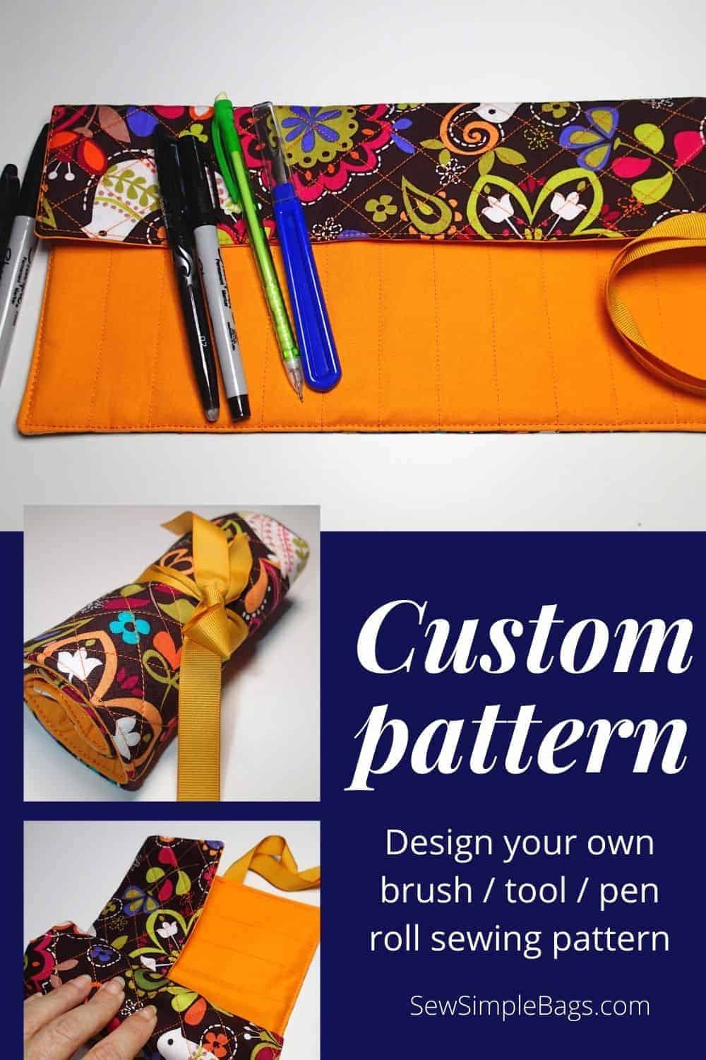 Sew your own custom sized tool roll. Design your own bag sewing pattern for a tool caddy to sew.
